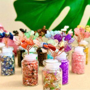 Mini Healing Crystal Tree Copper Wire Wrapped Drift Bottle Crystal Tree Gemstone